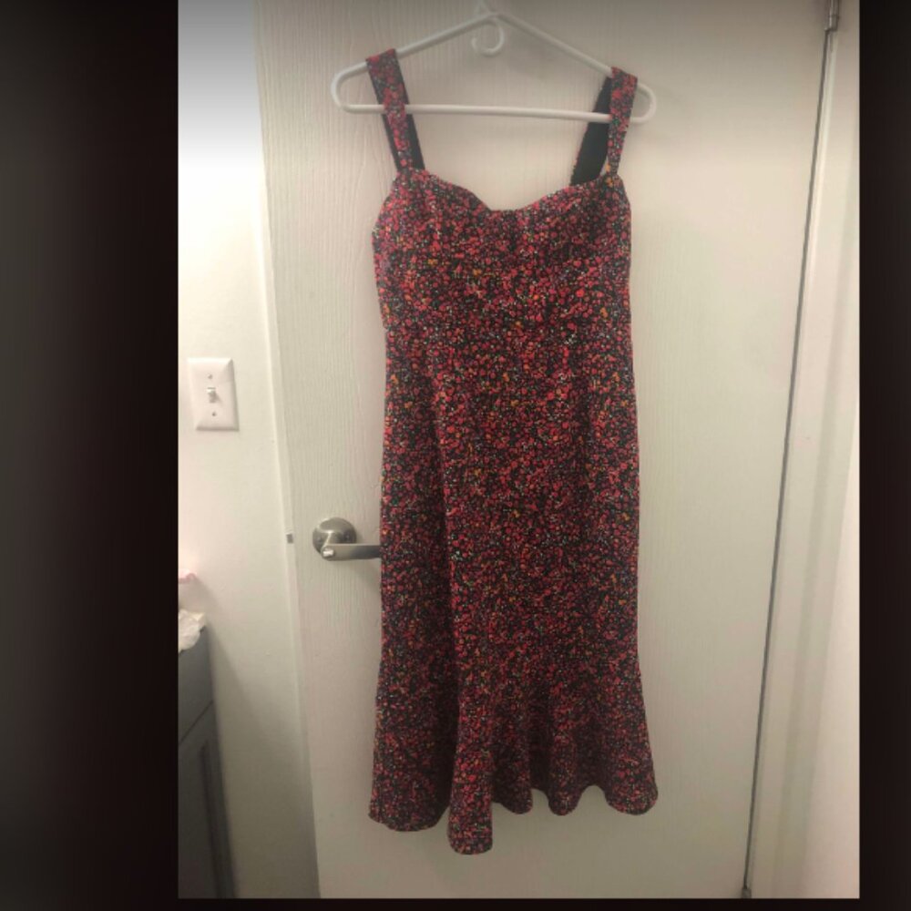Hutch Floral Midi Dress - Red and Black